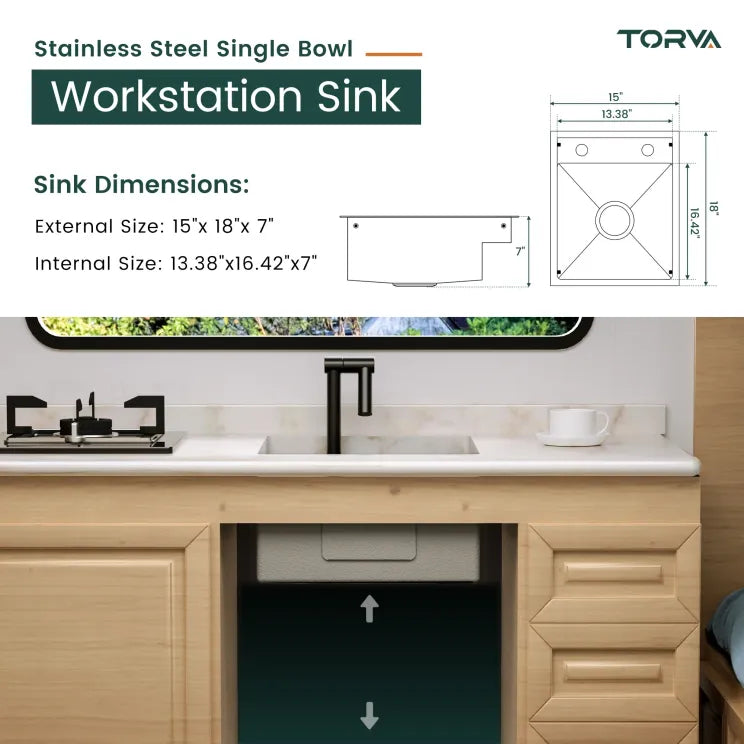 TORVA 13 x 15″ RV Sink with Foldable Faucet