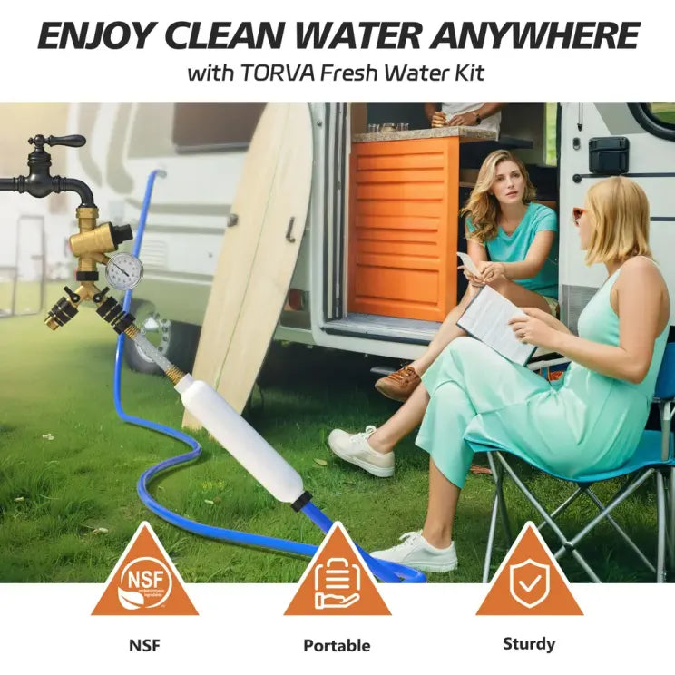 TORVA Water Hoses & Fittings for Camping All in One Fresh Water Kit BPA Free