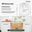 TORVA 16 x 17 x 9 Inch Gold RV Sink with Foldable Faucet
