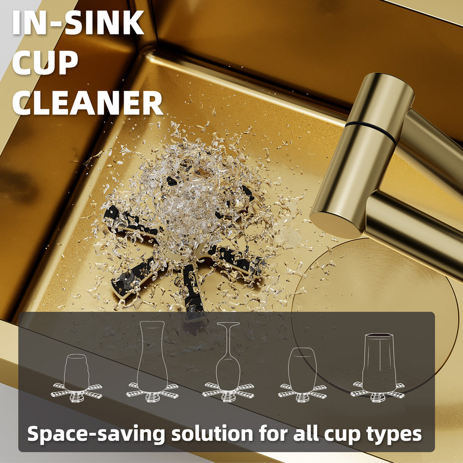 TORVA 12 x 17 x 7 Inch Gold RV Sink with Foldable Faucet