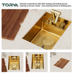 TORVA 12 x 17 x 7 Inch Gold RV Sink with Foldable Faucet