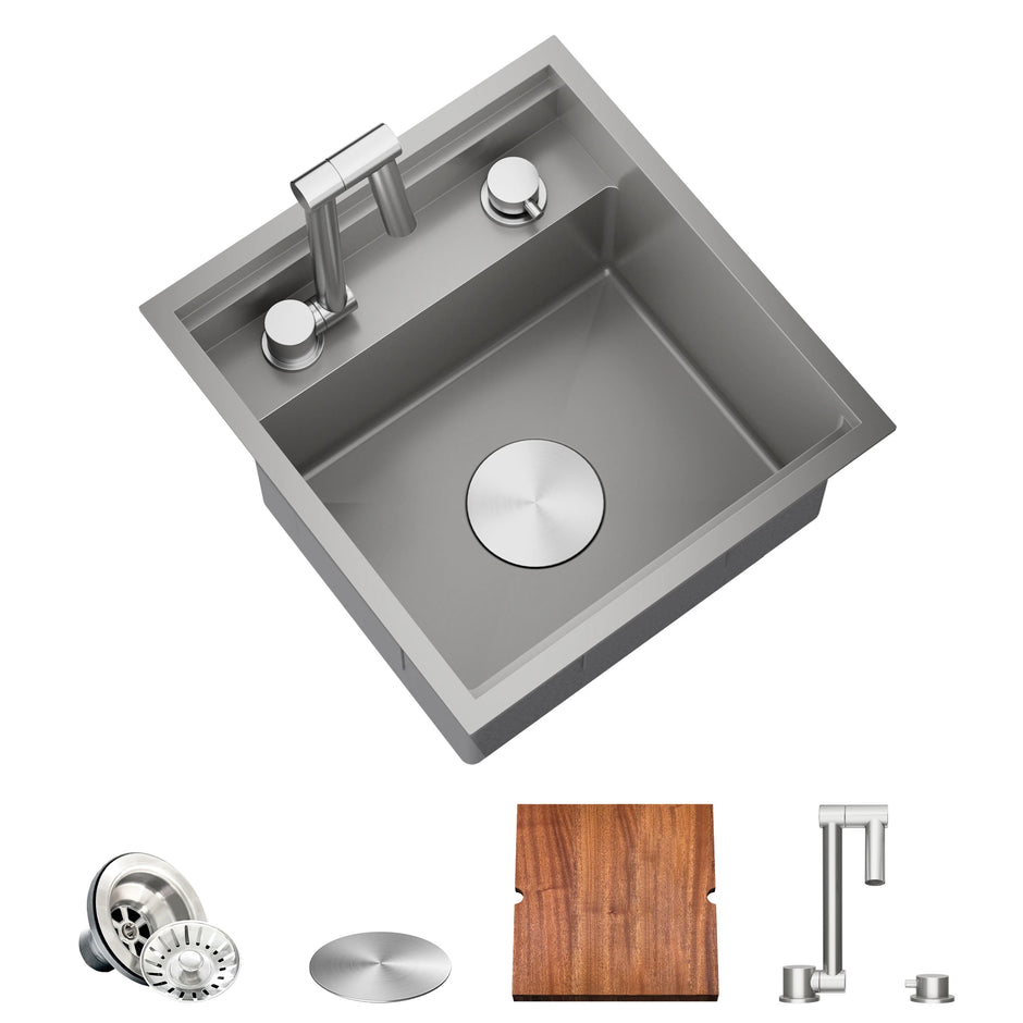 TORVA 16 x 17 x 9" RV Sink with Foldable Faucet