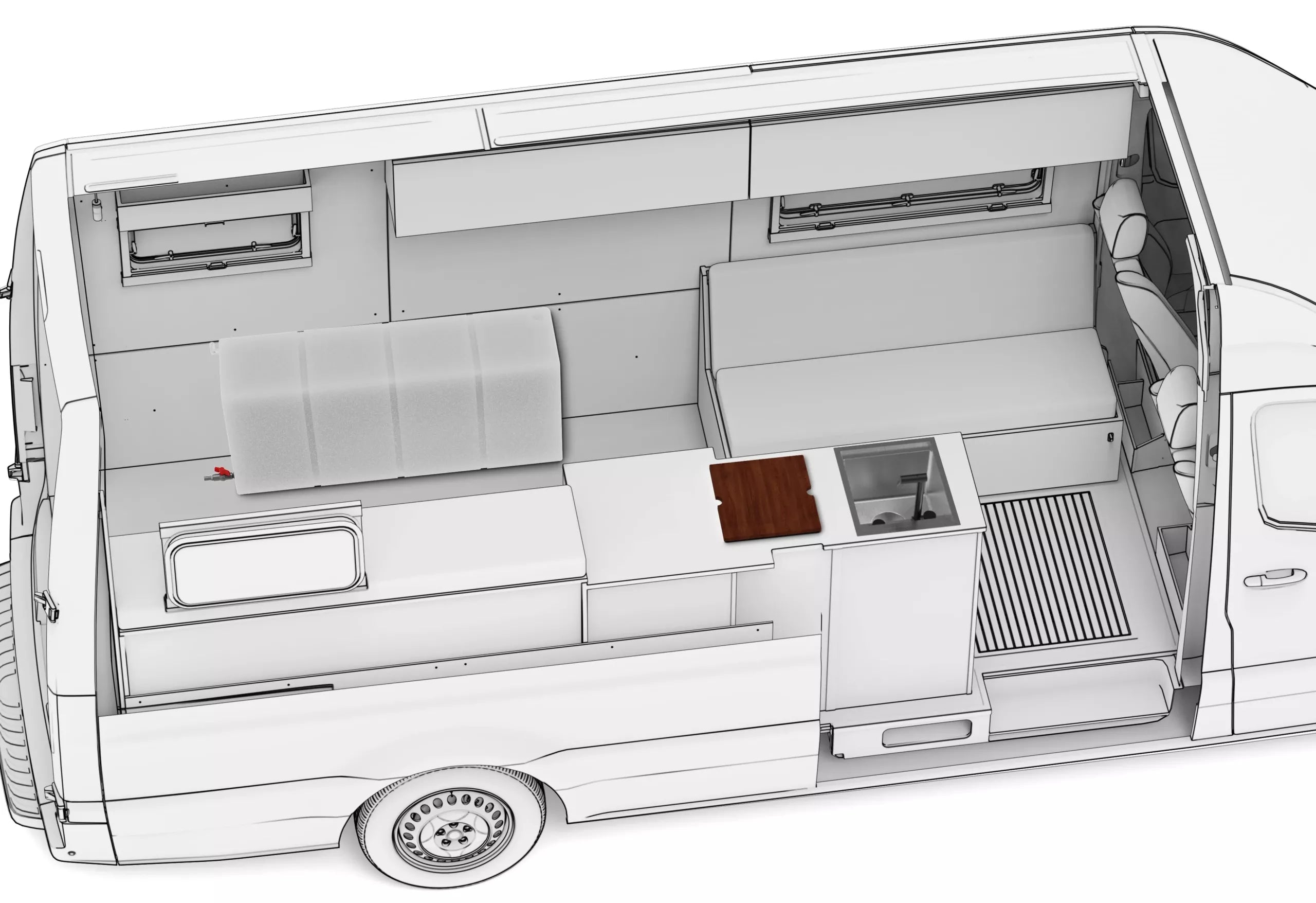 Comprehensive RV Interior Water System Solution - TORVA RV Sink & 33-Gallon Wheel Well Water Tank Combo