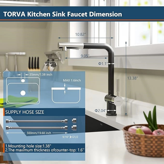 Torva Single Handle Pull-Down RV Kitchen Faucet – Black Stainless Steel