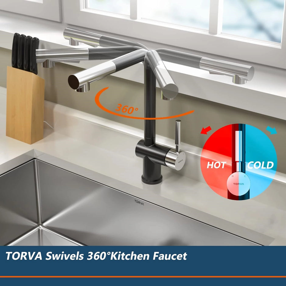 Torva Single Handle Pull-Down RV Kitchen Faucet – Black Stainless Steel