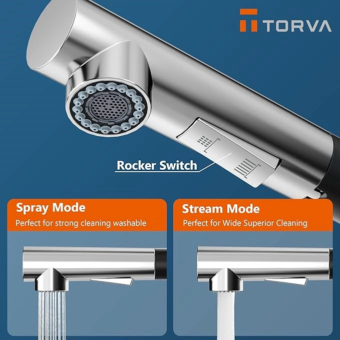 Torva Single Handle Pull-Down RV Kitchen Faucet – Black Stainless Steel