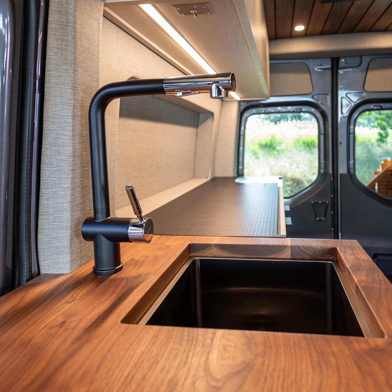 Torva Single Handle Pull-Down RV Kitchen Faucet – Black Stainless Steel