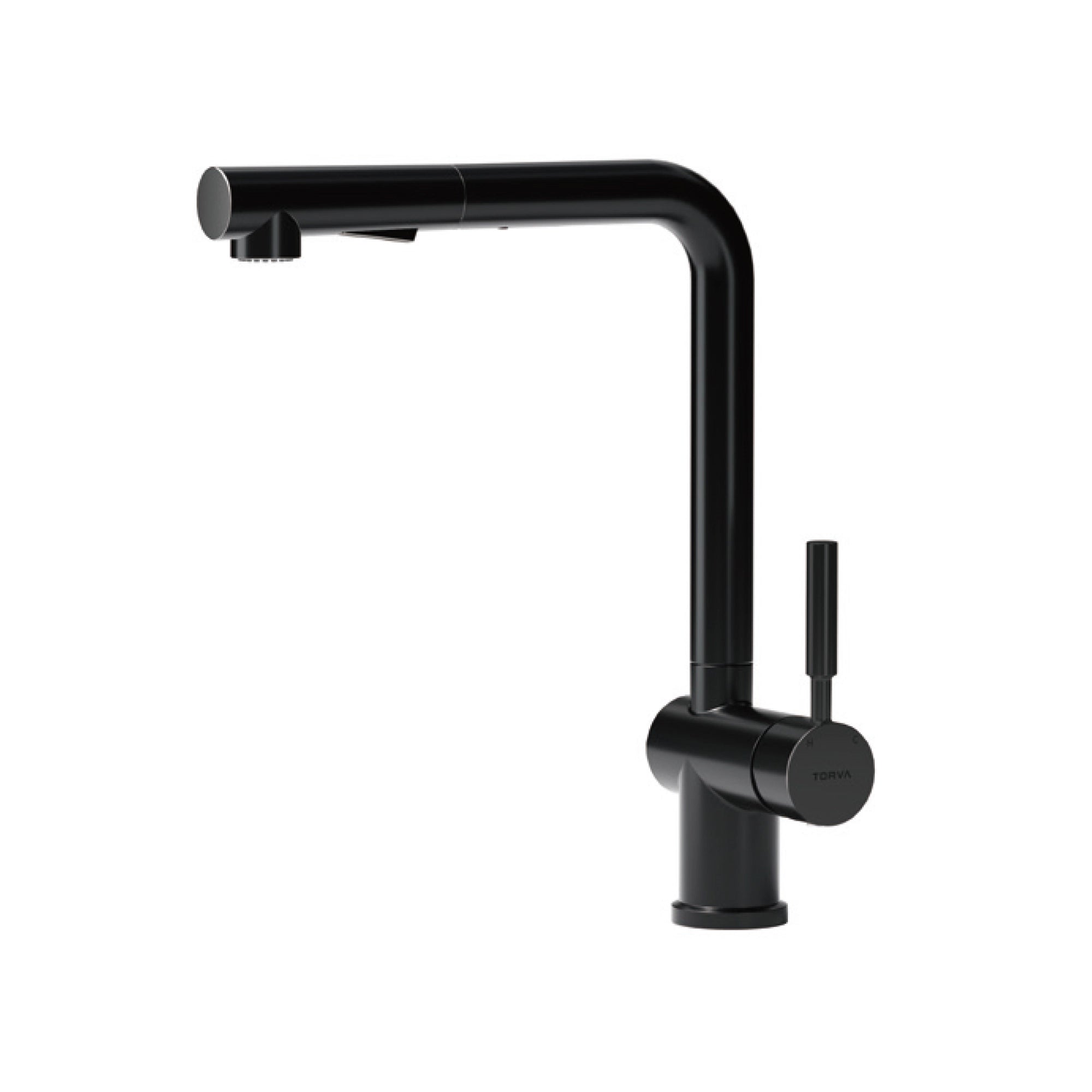 TORVA Single Handle Pull-Down Kitchen Faucet - All Black