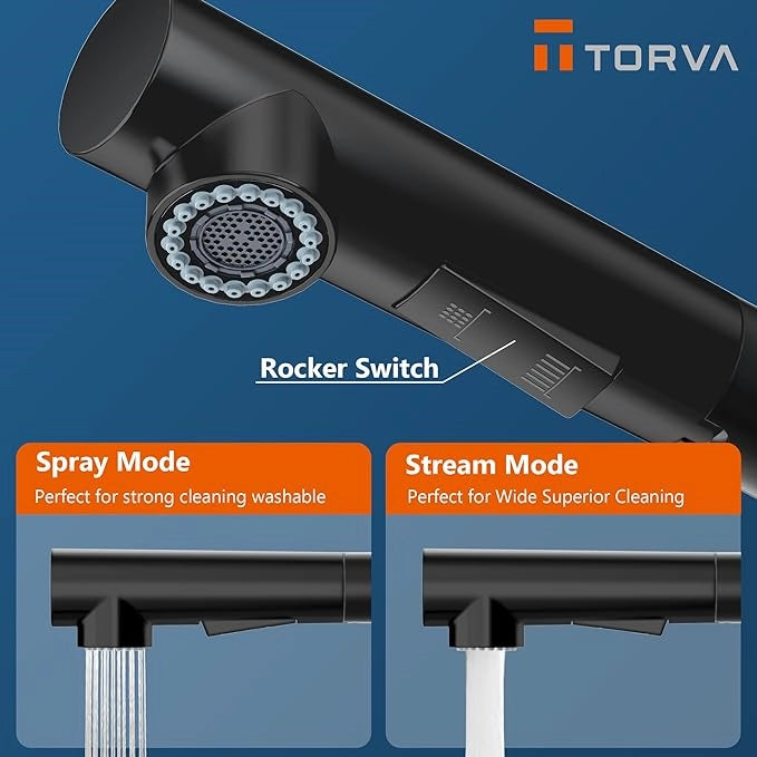 TORVA Single Handle Pull-Down Kitchen Faucet - All Black