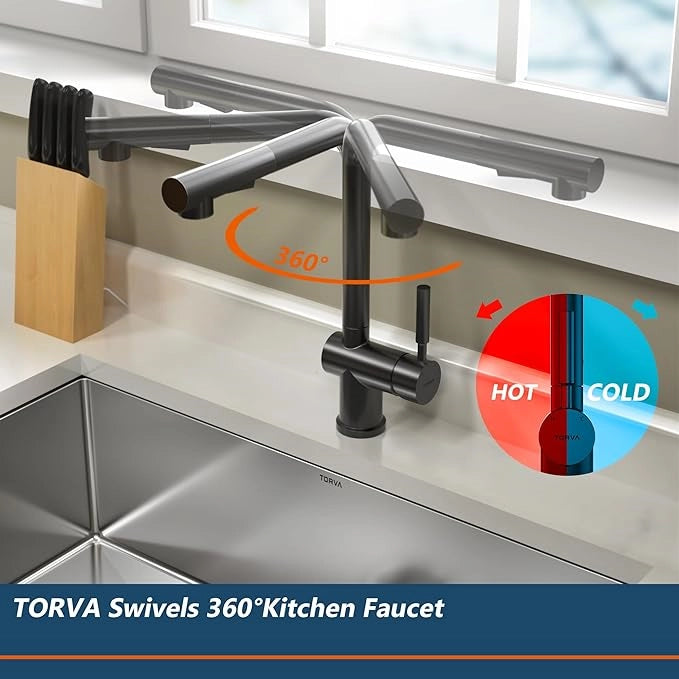 TORVA Single Handle Pull-Down Kitchen Faucet - All Black