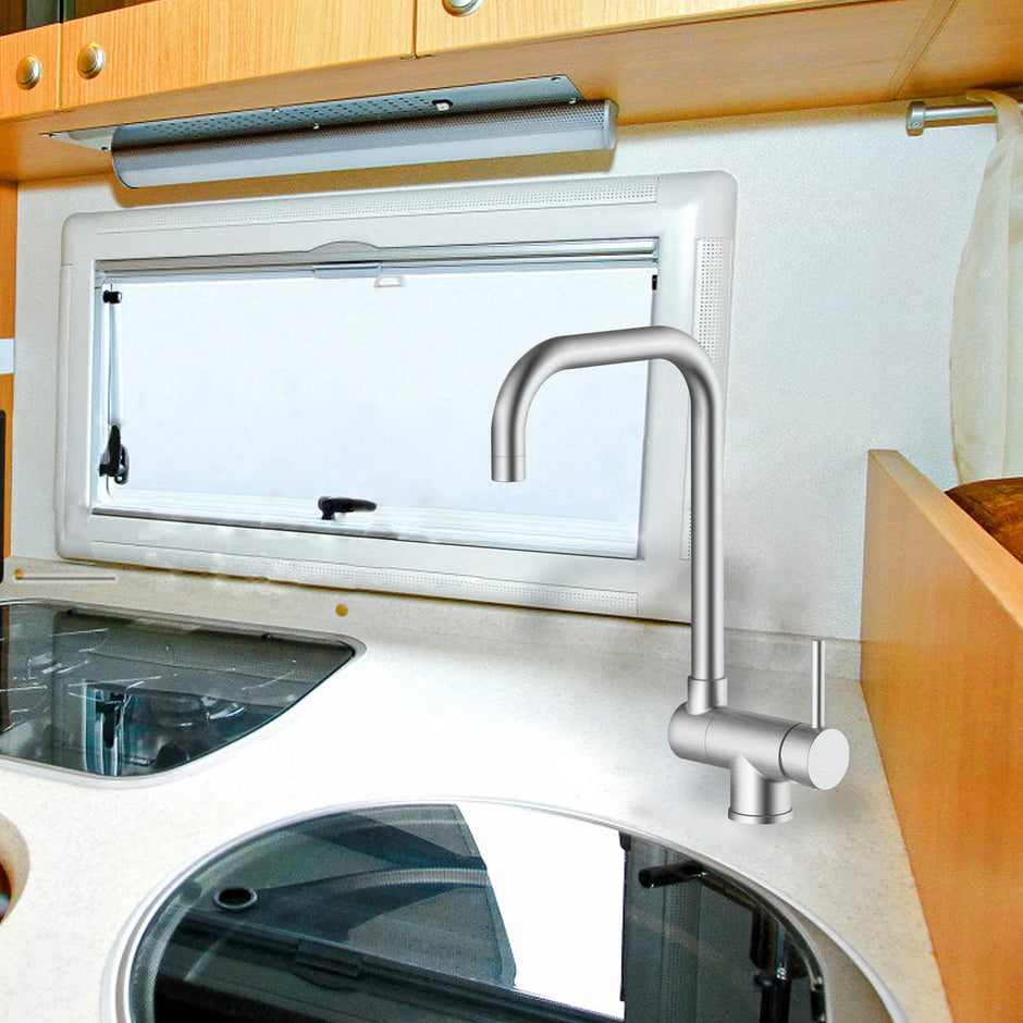 Innovative Kitchen Faucet with Easy Topmounted Installation, Stainless Steel Floldable Faucet - Brushed