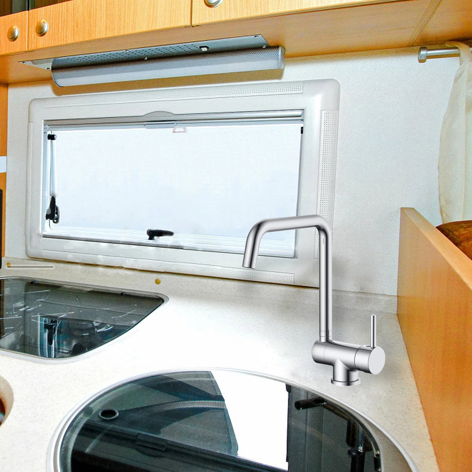 Innovative Kitchen Faucet with Easy Topmounted Installation, Stainless Steel Floldable Faucet - Brushed