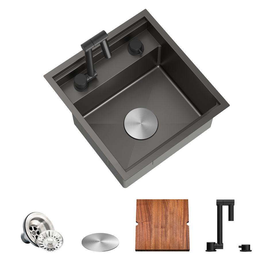 TORVA 16 x 17 x 9" RV Sink with Foldable Faucet
