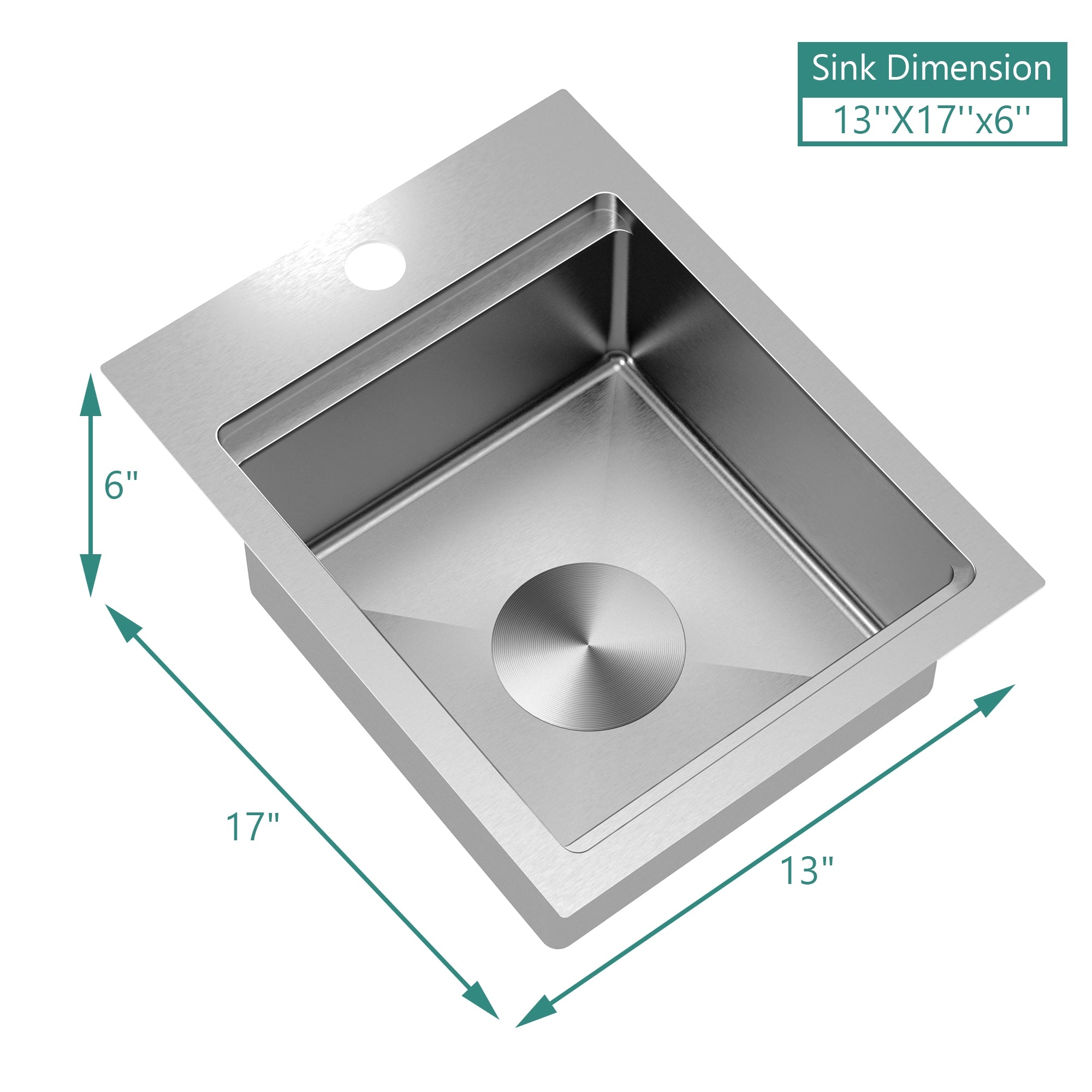 TORVA 13 x 17 inch Shallow RV Sink – 6 Inch Depth