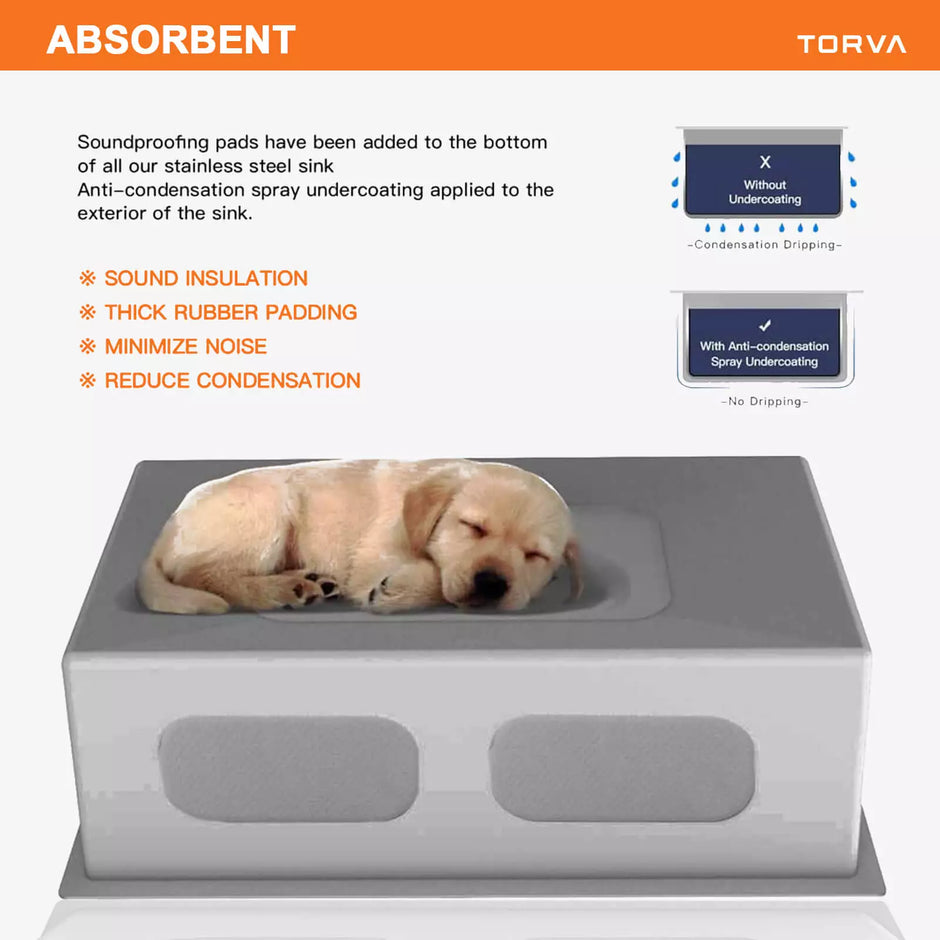 TORVA 24-inch Workstation Sink Black – 16 Gauge Ledge Stainless Steel – Single Bowl