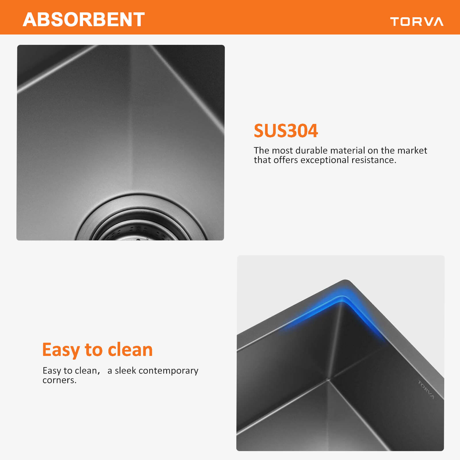 TORVA 18-inch Drop-in Topmount Bar Prep RV Sink Black – 16 Gauge Stainless Steel – Single Bowl