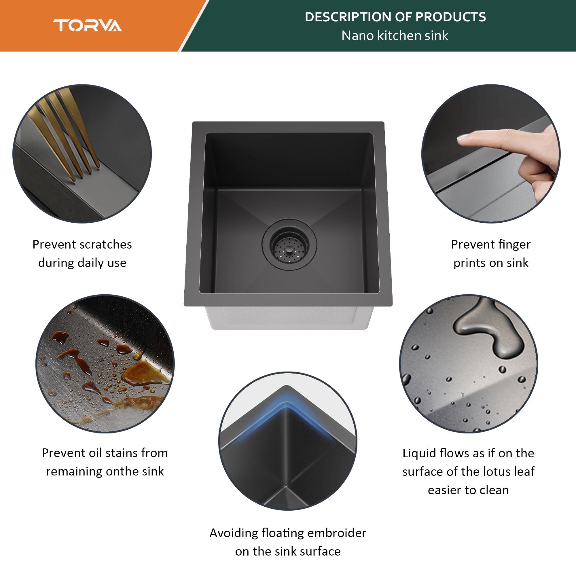 TORVA 14-inch Undermount Black Bar Prep RV Sink – 16 Gauge Stainless Steel