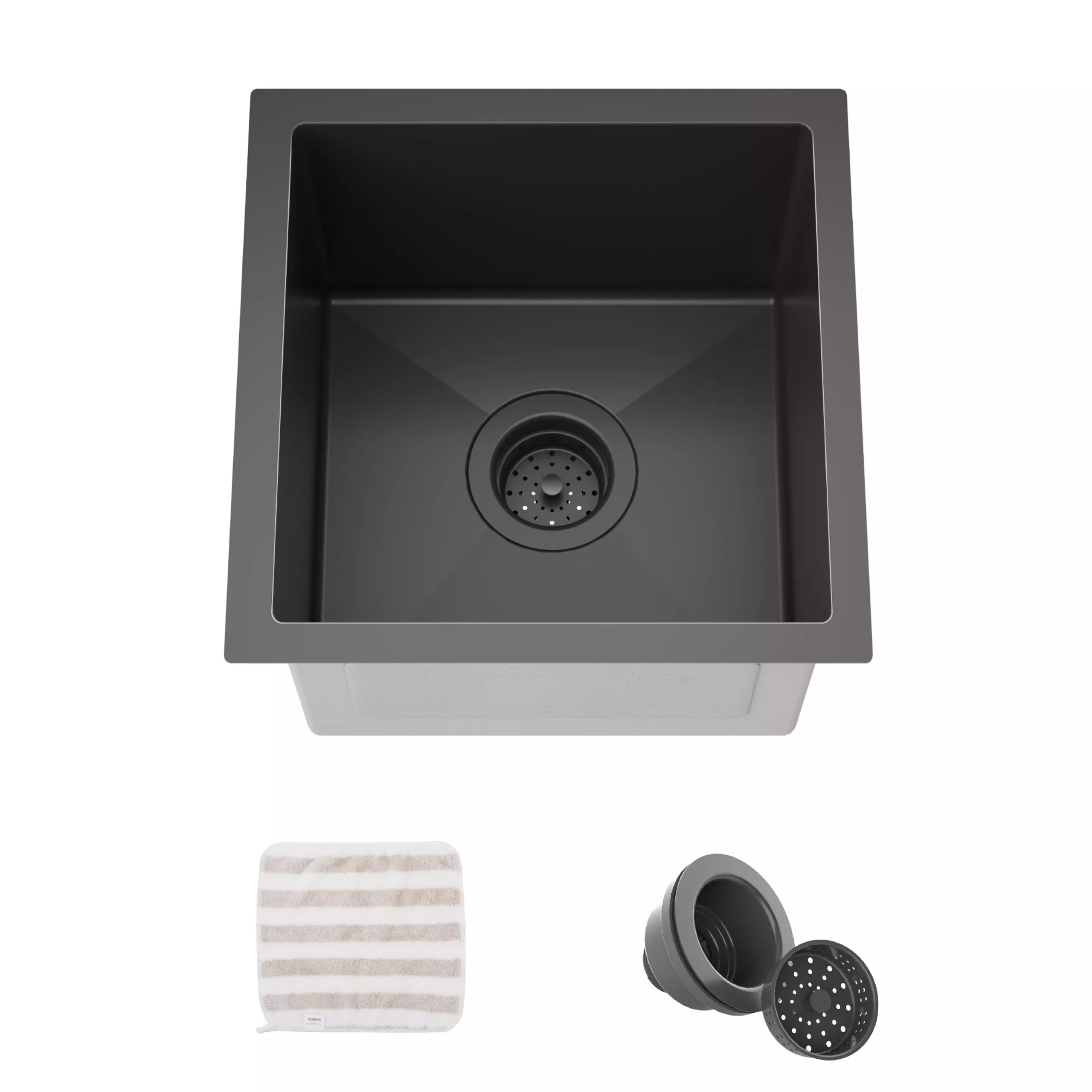 TORVA 14-inch Undermount Black Bar Prep RV Sink – 16 Gauge Stainless Steel