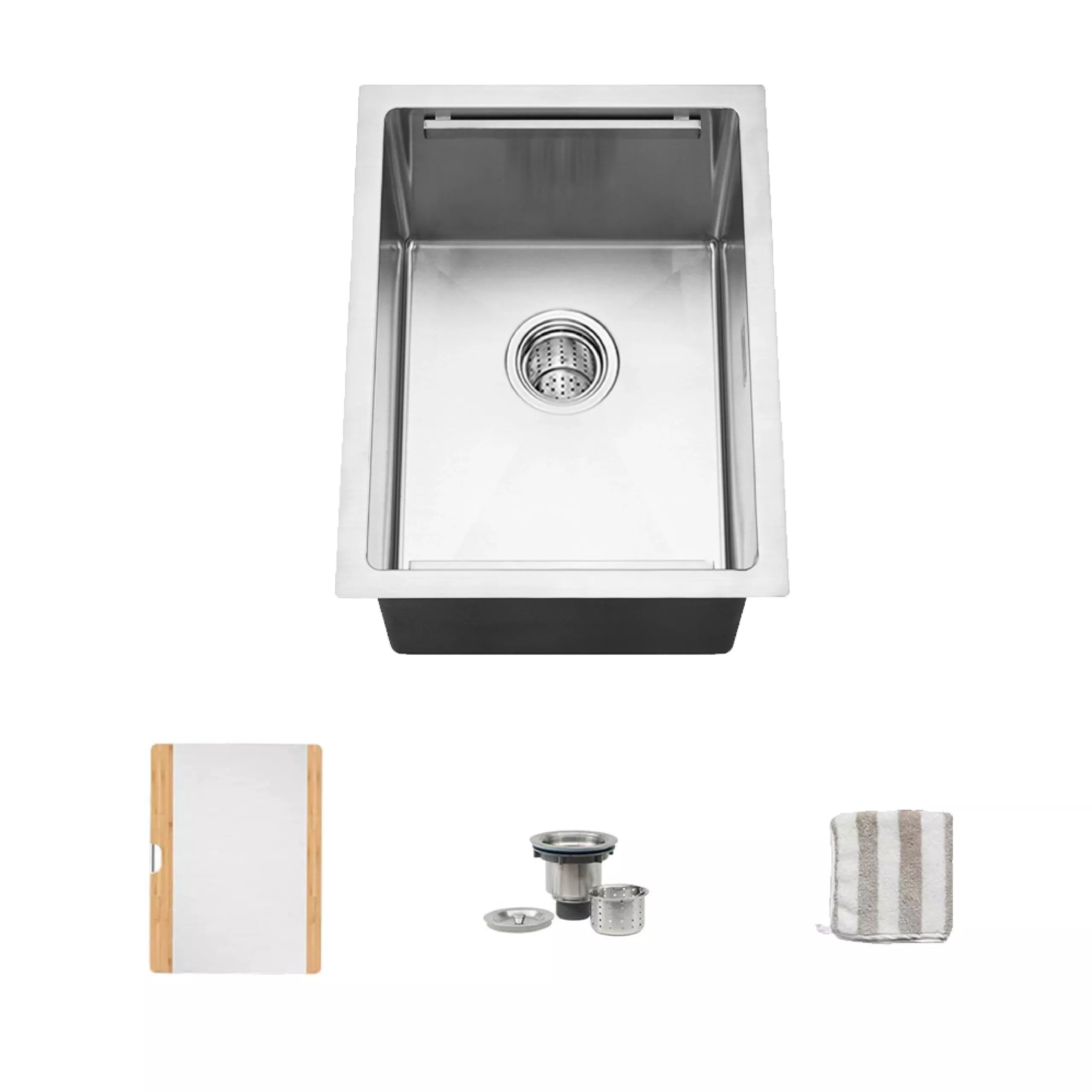 TORVA 14-inch Workstation Bar Prep RV Sink -16 Gauge Ledge Stainless Steel